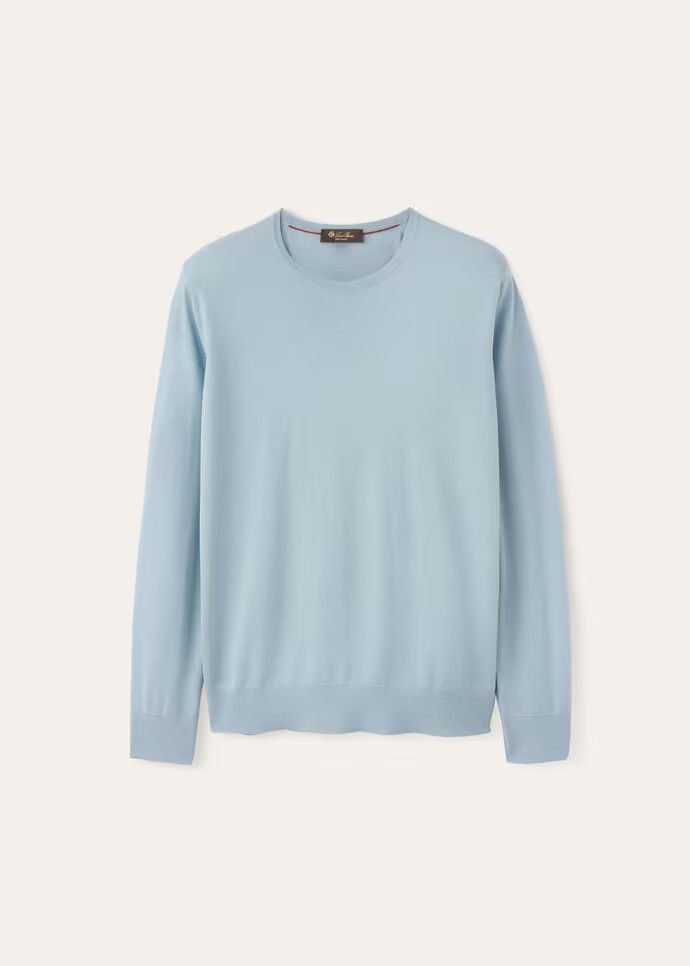 Loro Piana o1w1db10724 Crewneck T-Shirt in Light Blue Size US XL / EU 56 / 4 - 1 Thumbnail