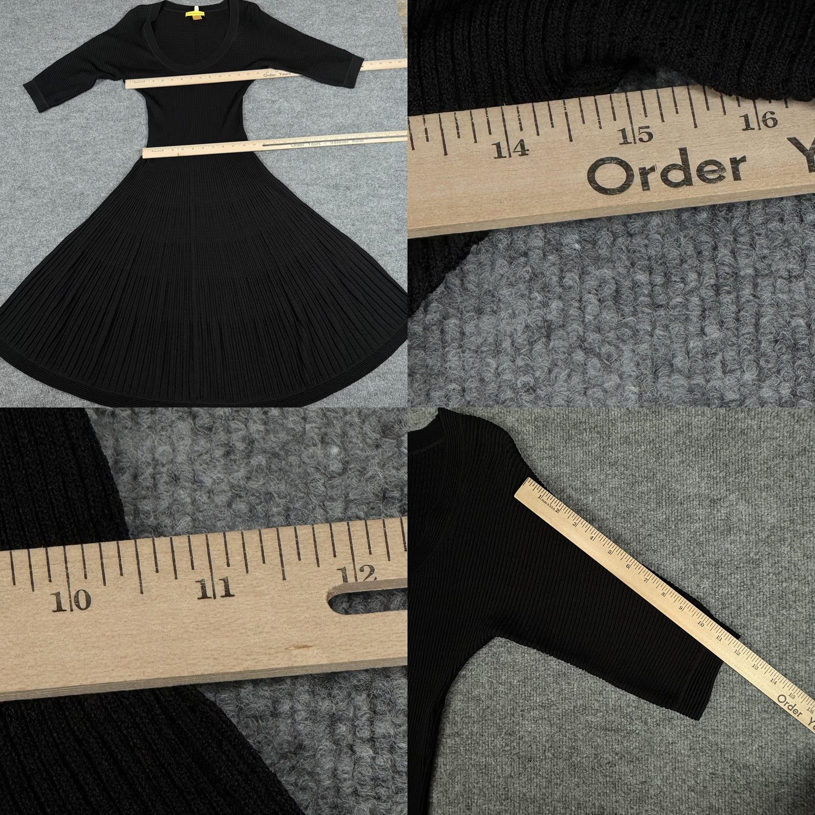 Vintage Catherine Malandrino Dress Womens Medium Black Ribbed Knit Scoop Neck Half Sleeve Size M / US 6-8 / IT 42-44 - 8 Thumbnail