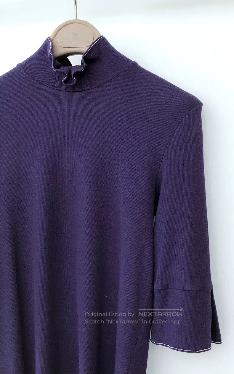 Brunello Cucinelli Brunello Cucinelli Beaded Collar Bud Neck T-Shirt Size L / US 10 / IT 46 - 2 Thumbnail