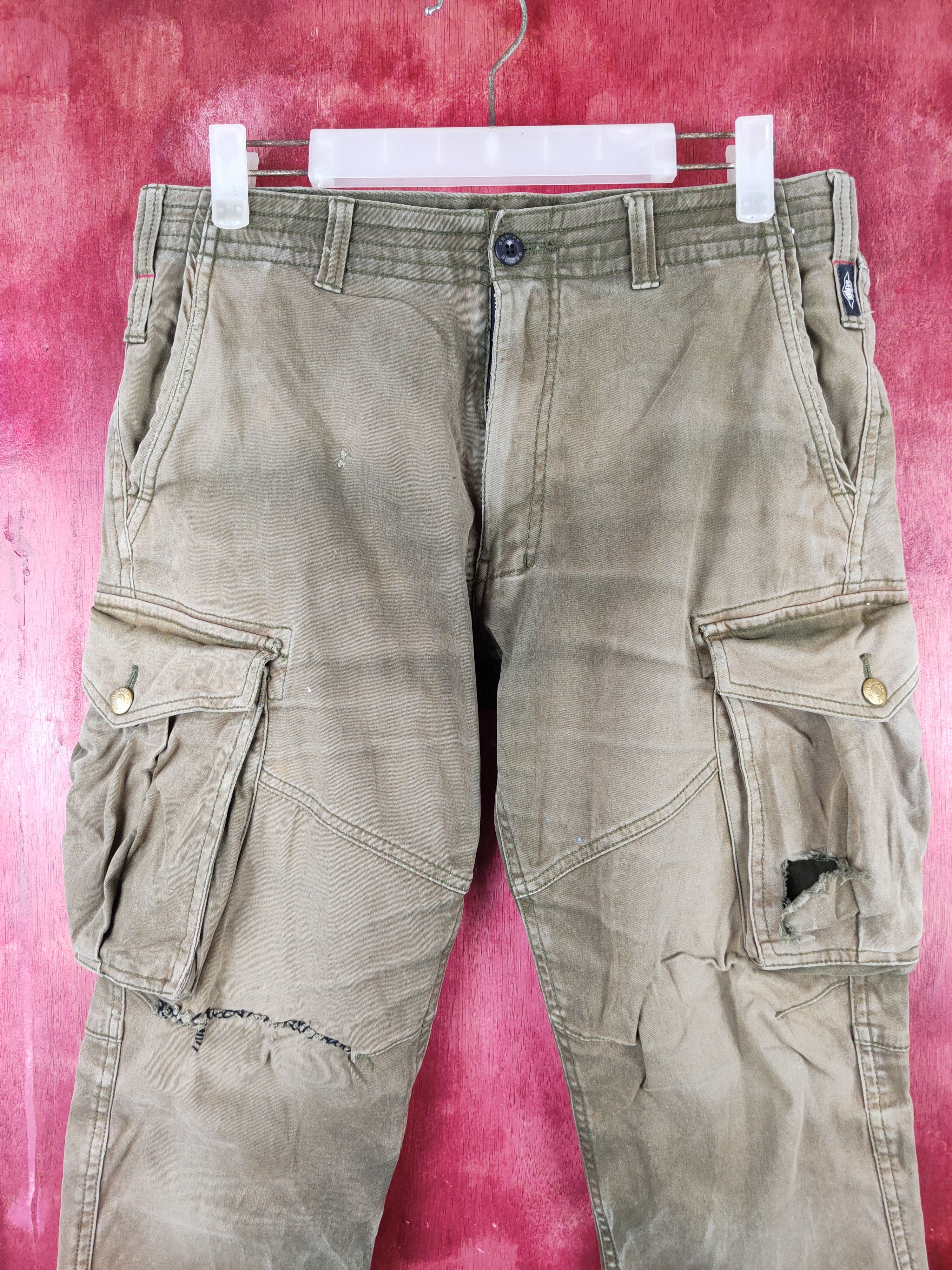 Japanese Brand Geride Brown Faded Multipocket Tactical Cargo Pants #S1502 Size US 32 / EU 48 - 2 Thumbnail