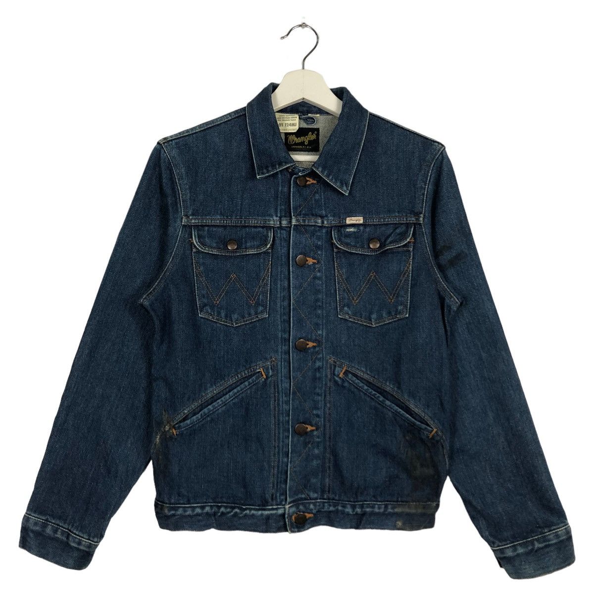 Vintage × Wrangler 🔥 VINTAGE WEANGLER 14OZ BROKEN DENIM TRUCKER WESTERN JACKET Size US S / EU 44-46 / 1 - 1 Thumbnail