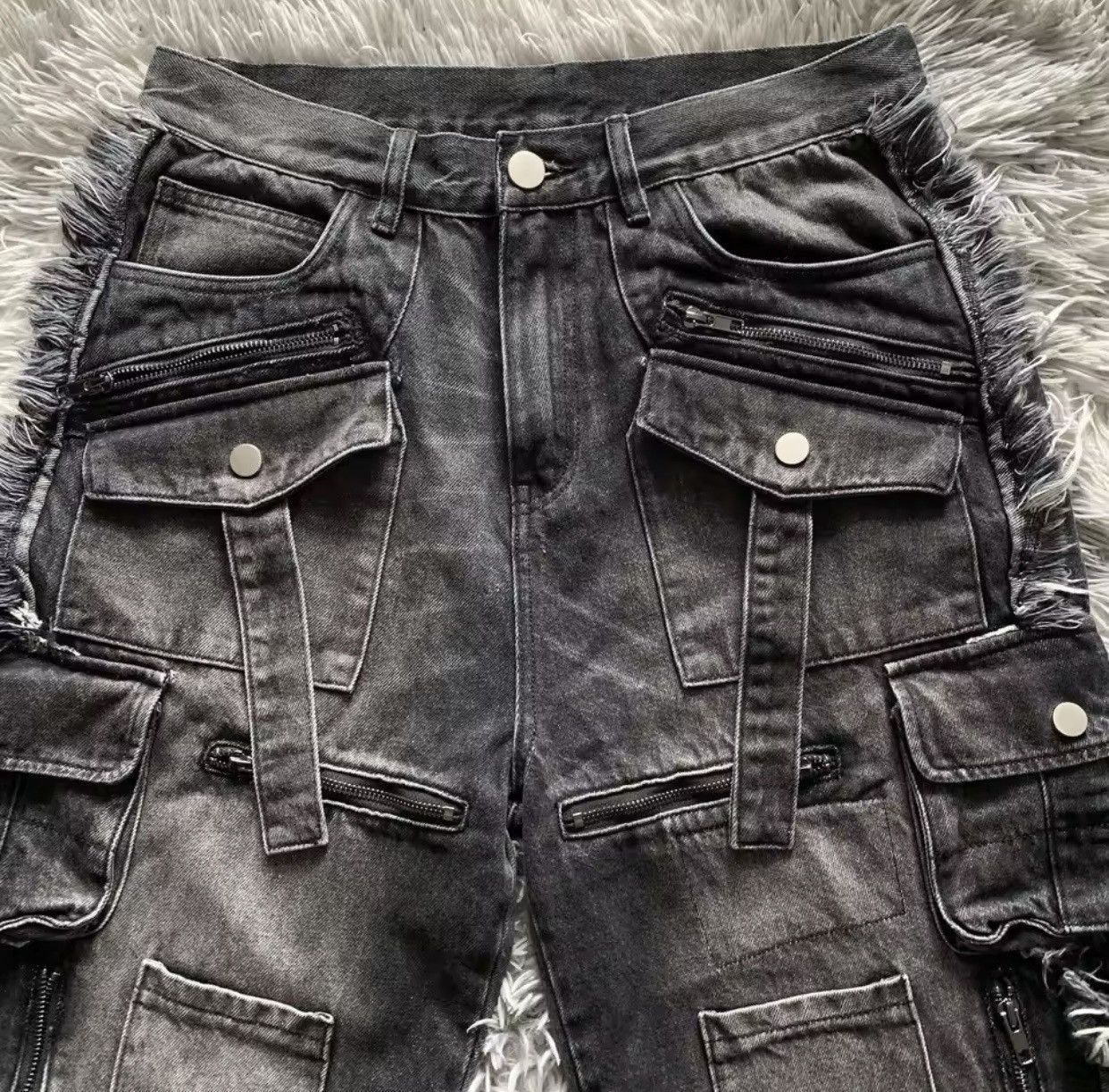 Other New Heavy Industry Punk Multi-Pocket Harajuku Washed Jeans Size US 34 / EU 50 - 3 Thumbnail