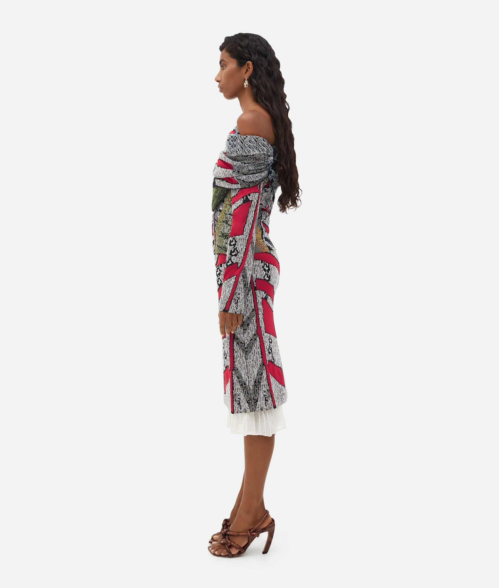 Bottega Veneta o1w1db10825 Graphic Viscose Jacquard Dress in Multicolor Size XS / US 0-2 / IT 36-38 - 2 Thumbnail