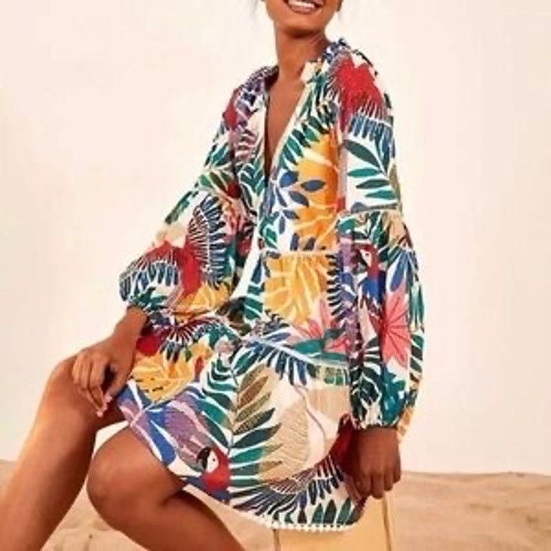 Farm Rio Farm Rio Off White Macaw Mini Dress size M Size M / US 6-8 / IT 42-44 - 2 Thumbnail