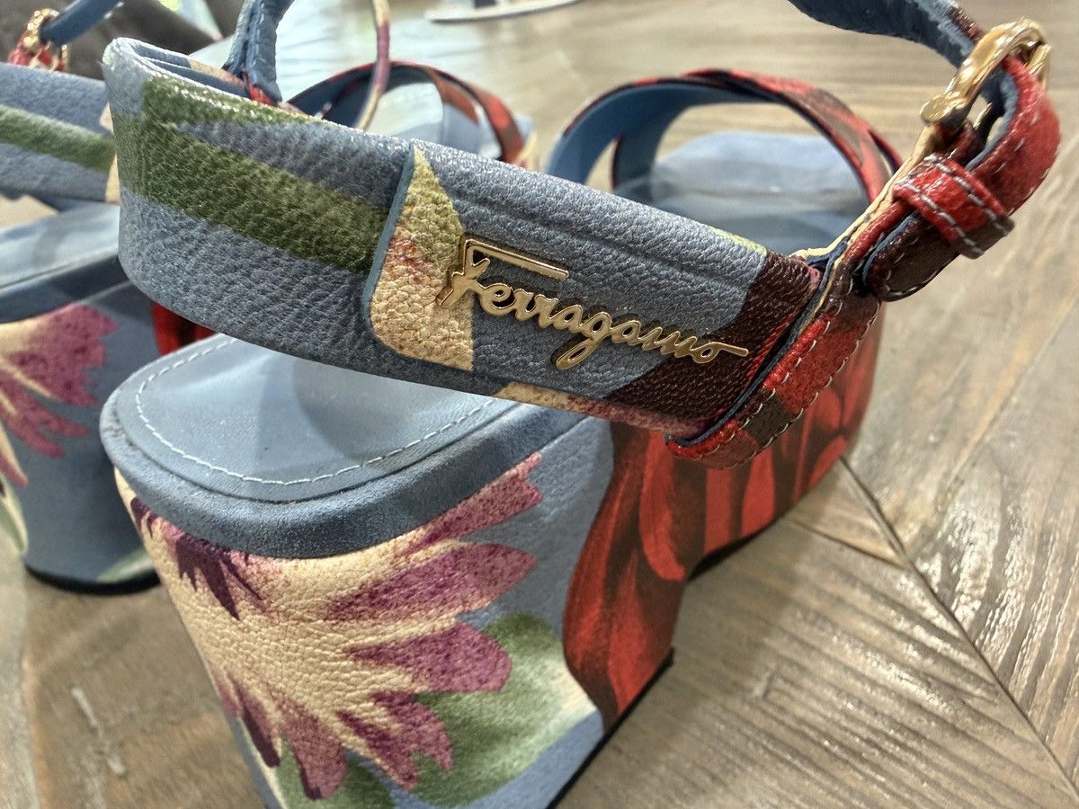Salvatore Ferragamo Women's Red Floral-Print Buckled Ladies Sandals Size US 6 / IT 36 - 6 Thumbnail