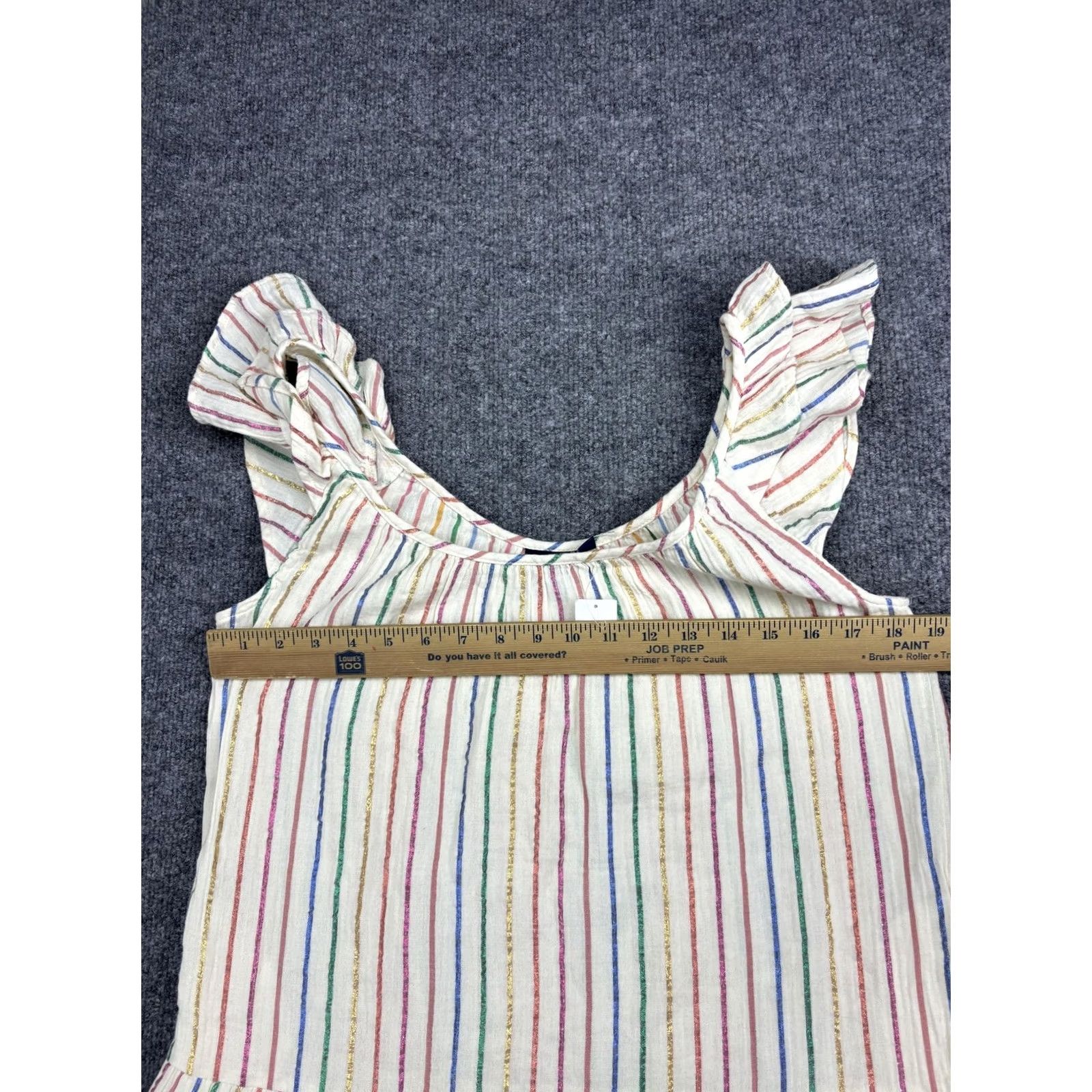 Gap GAP Shirt Womens XS White Multicolor Metallic Stripe Ruffle Sleeve Peplum Top Size XS / US 0-2 / IT 36-38 - 4 Thumbnail