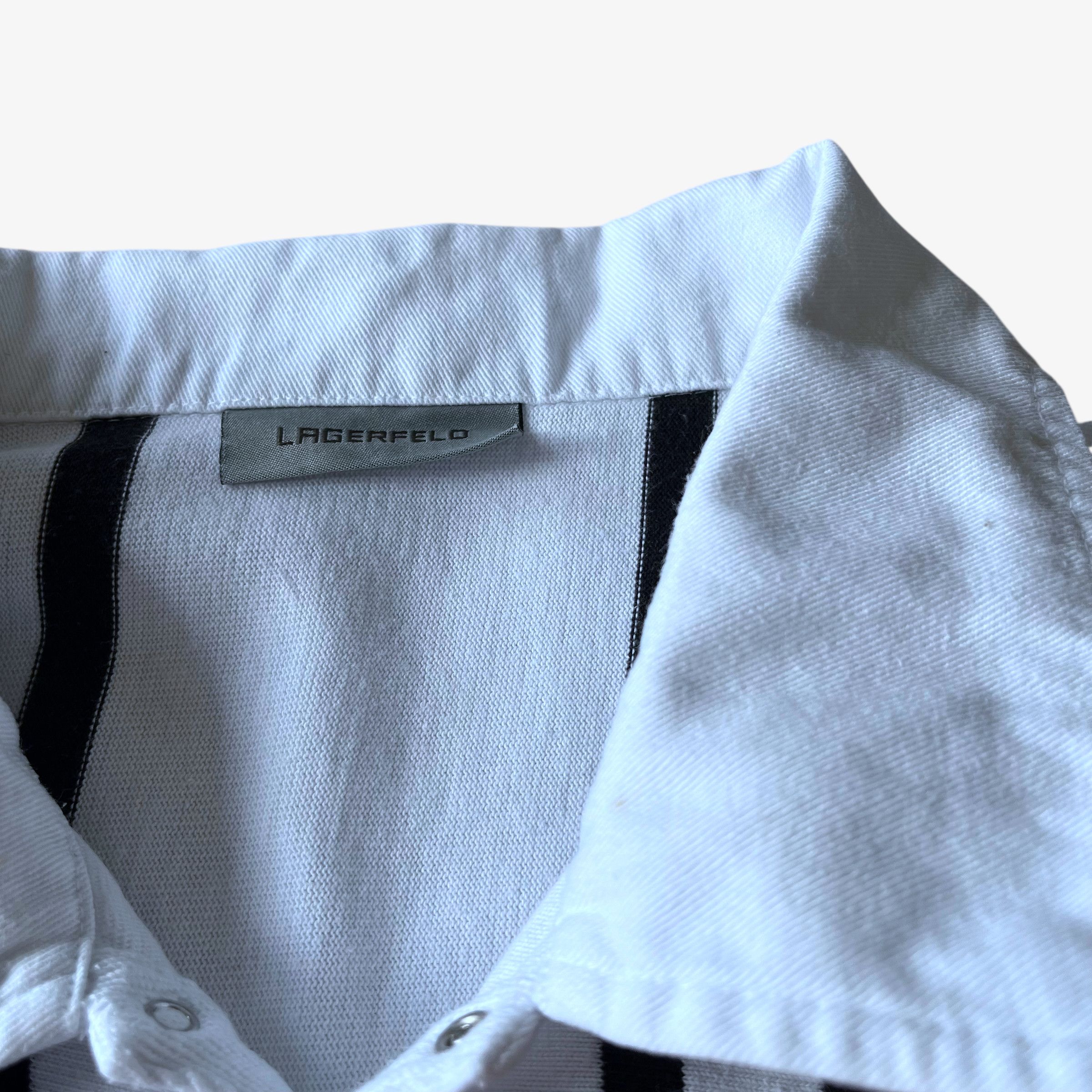 Karl Lagerfeld Vintage Y2K Women's Karl Lagerfeld Pinstripe Rugby Shirt Size L / US 10 / IT 46 - 5 Thumbnail