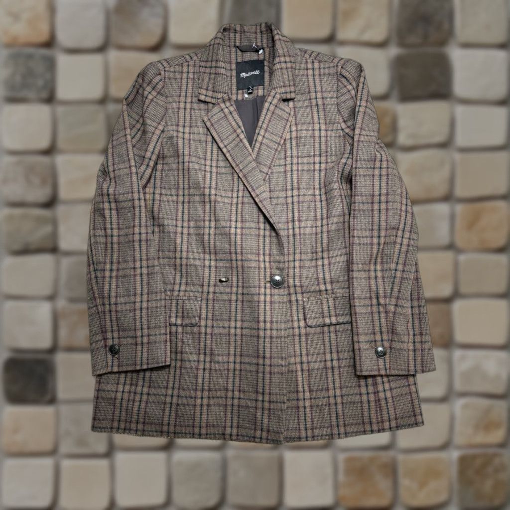 Madewell Madewell Caldwell Blazer Jacket Womens M Multicolor Plaid Button Pockets Single-Breasted Lightweight Casual Business Size M / US 6-8 / IT 42-44 - 1 Thumbnail