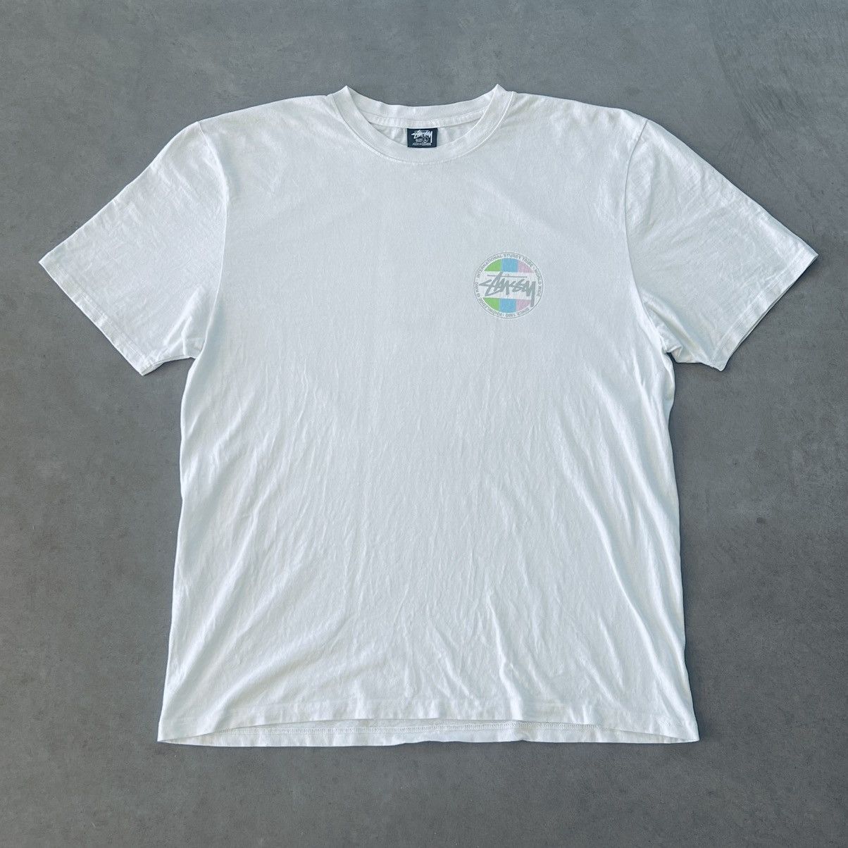 Stussy 🎱 CLASSIC DOT PIGMENT DYED T-SHIRT - Y2K GRAPHIC + STICKER Size US L / EU 52-54 / 3 - 4 Thumbnail