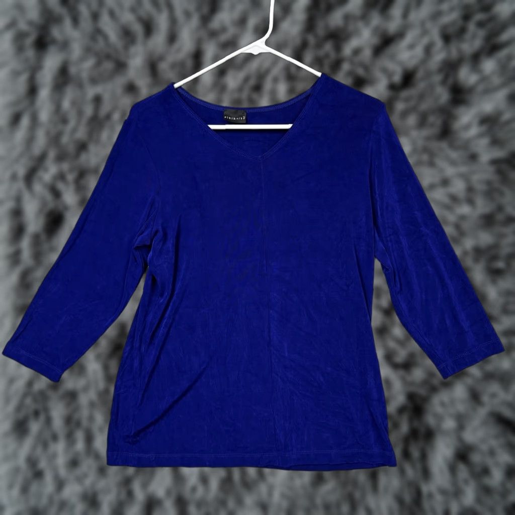Vintage VINTAGE Citiknits Top Blouse 3/4 Sleeve V-Neck Royal Blue Womens S Size S / US 4 / IT 40 - 1 Thumbnail