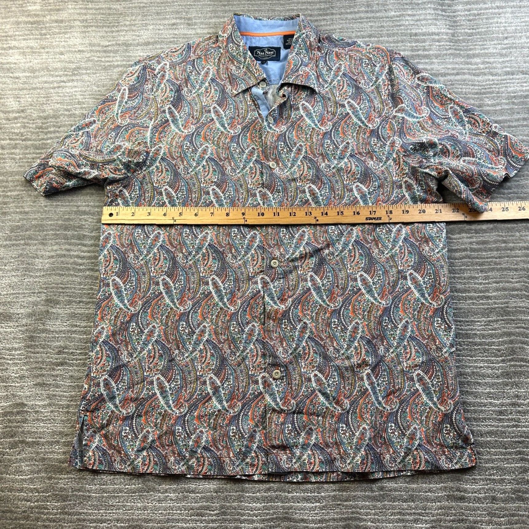 Nat Nast Nat Nast Shirt Mens M Multicolor Paisley Silk Button-Up Casual Formal Party/Cocktail Short Sleeve N/A Size US M / EU 48-50 / 2 - 7 Thumbnail