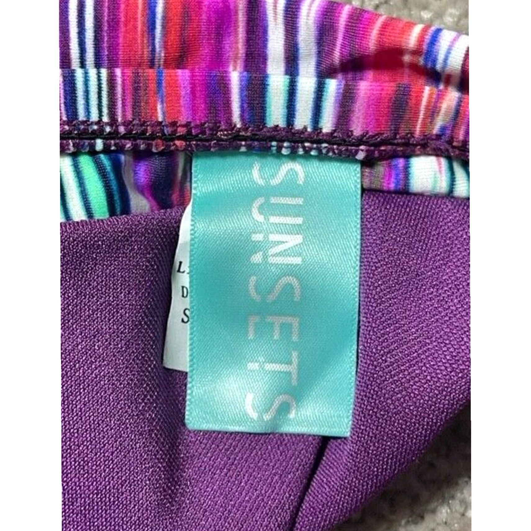 Vintage Sunsets Bikini Bottom M Boho Chic Festival Retro 90s Y2K Fold-Over Waist Purple Women Bottom Mens? Size 32" / US 10 / IT 46 - 6 Thumbnail