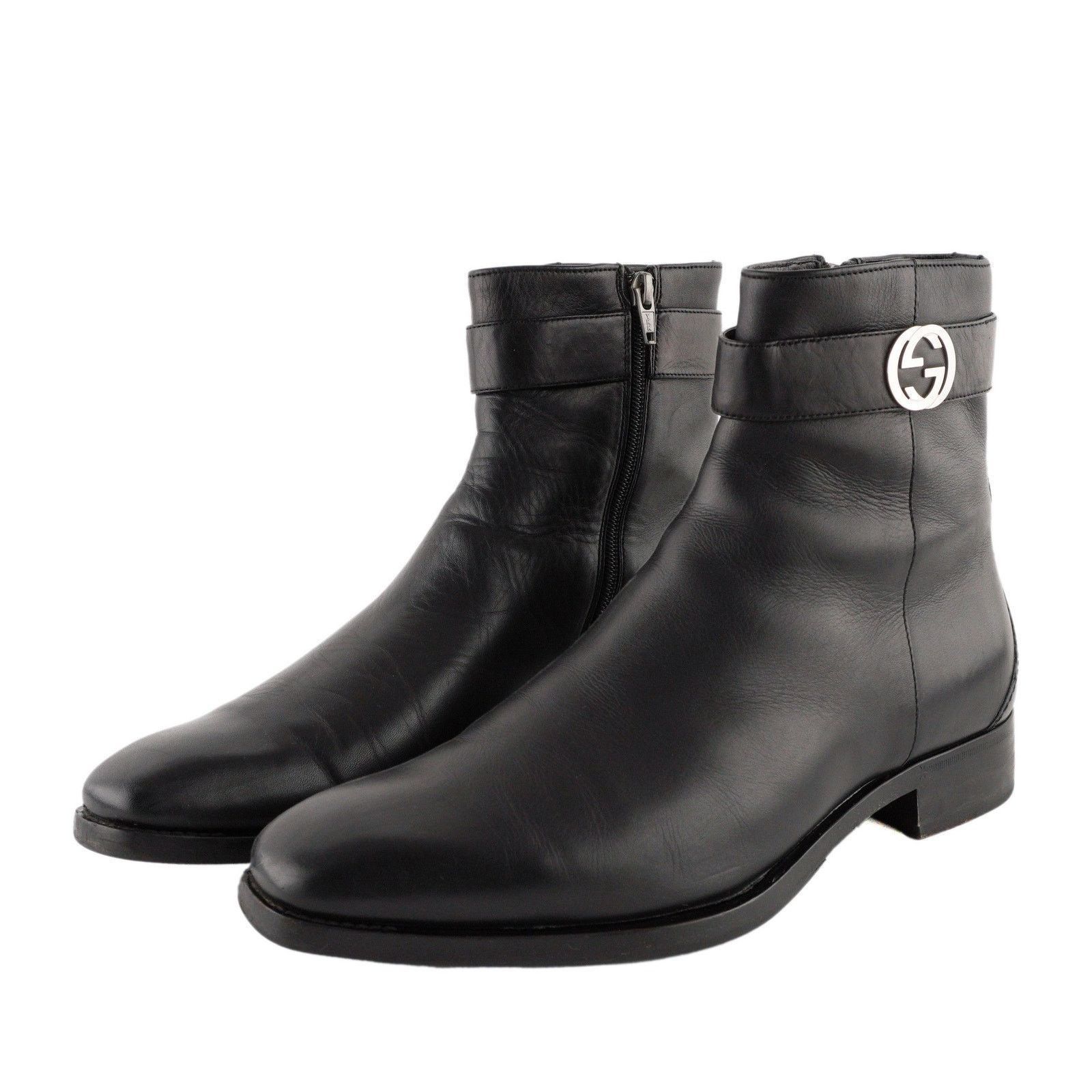 Gucci Gucci GG Interlocking Silver Logo Black Leather Zip Boots Size US 7.5 / EU 40-41 - 1 Thumbnail