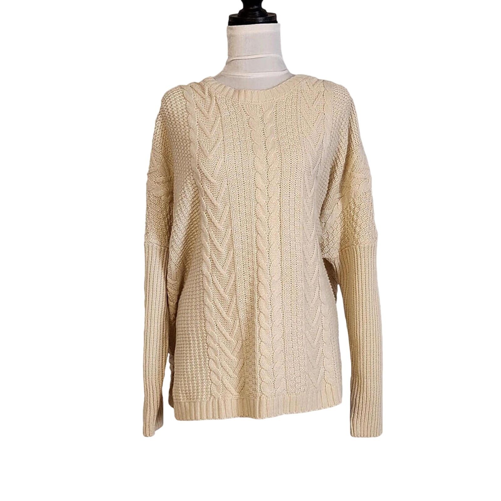 Other JOSEPH A Cream Boxy Cable & Rib Knit Pullover Sweater - XL Size XL / US 12-14 / IT 48-50 - 1 Thumbnail