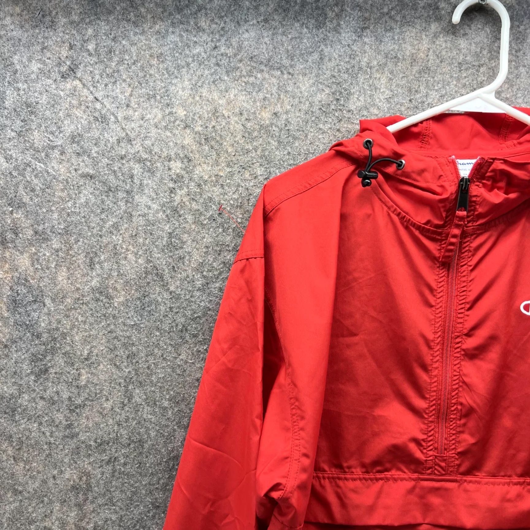 Champion VINTAGE Champion Jacket Anorak Hoodie Windbreaker Red Polyester Pullover Men Small S Regular Logo Winter Fall Spring Summer 40 in Chest Mens Size US S / EU 44-46 / 1 - 6 Thumbnail