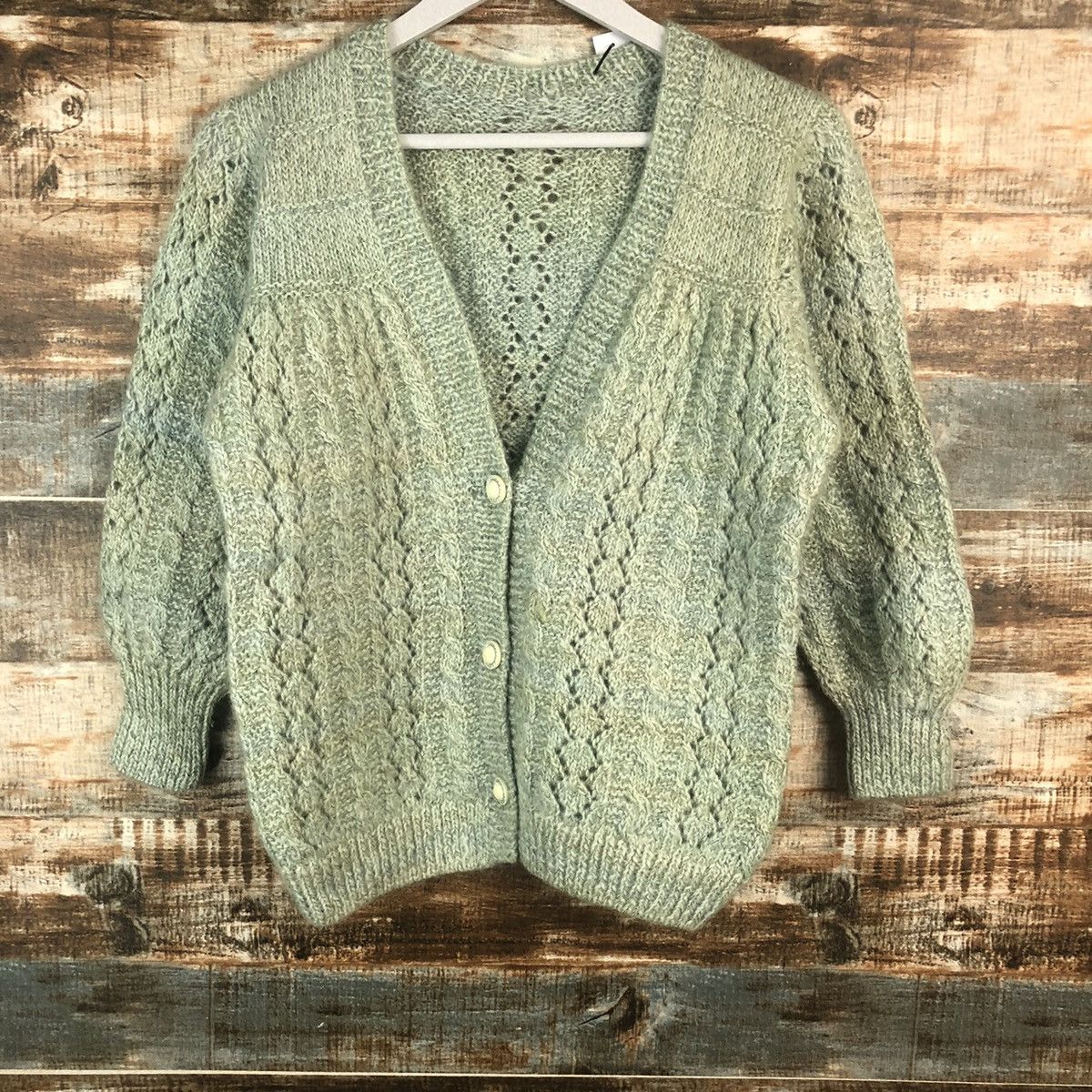 Japanese Brand Japan cardigan vintage faded Green Knitwear #A2282 Size S / US 4 / IT 40 - 3 Thumbnail