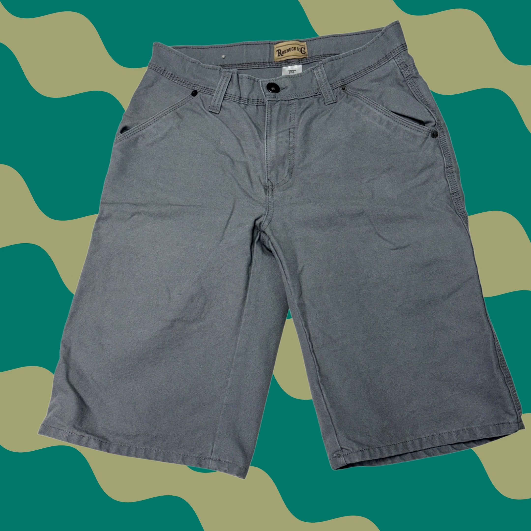 Vintage Roebuck & Co. Men's Gray Cotton Canvas Carpenter Shorts Size 30 Size US 30 / EU 46 - 1 Thumbnail
