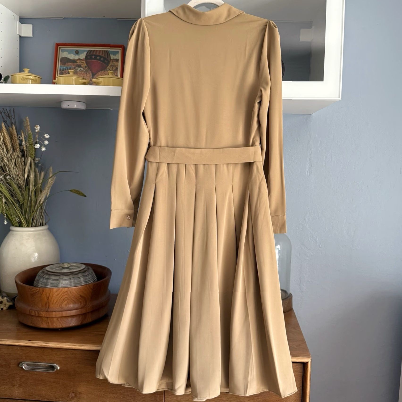 English Factory English Factory Dress Adult S Camel Pleated Collared Long Sleeve Midi Womens Size S / US 4 / IT 40 - 4 Thumbnail
