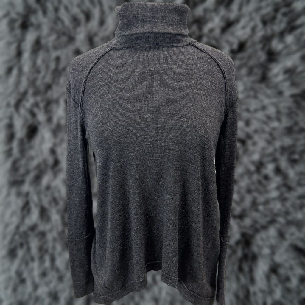 Free People VINTAGE? (No) We The Free People Split Back Turtleneck Sweater Small Womens Charcoal Boho Size S / US 4 / IT 40 - 1 Thumbnail