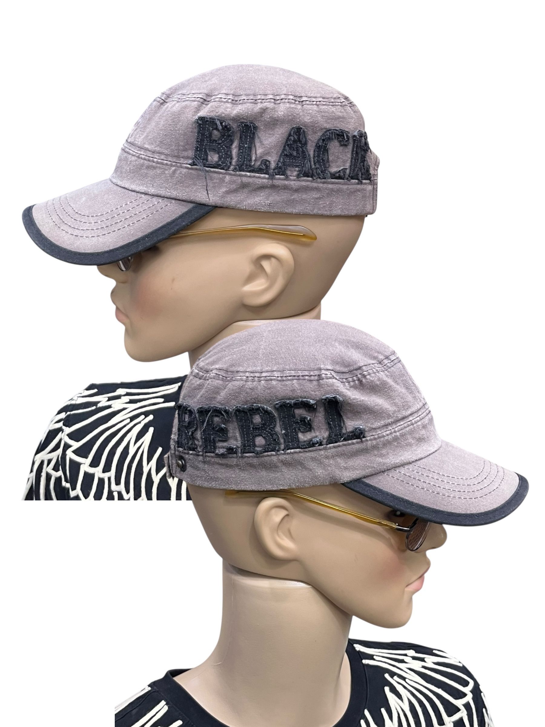 Vintage Vintage BLACK REBEL Distressed Grunge Military Cap Size ONE SIZE - 1 Thumbnail