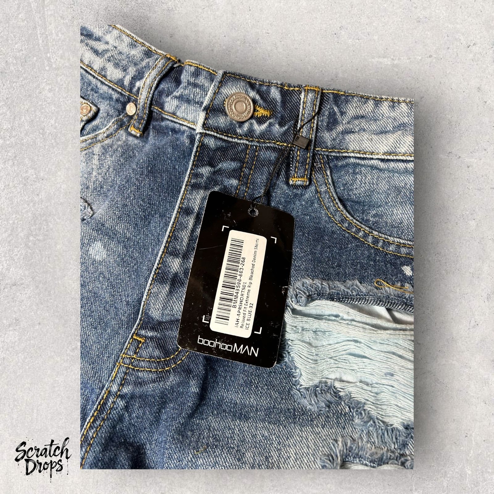 Boohoo BoohooMAN Men's Denim Shorts Size 32 NWT Ripped Jean Style Size US 32 / EU 48 - 3 Thumbnail