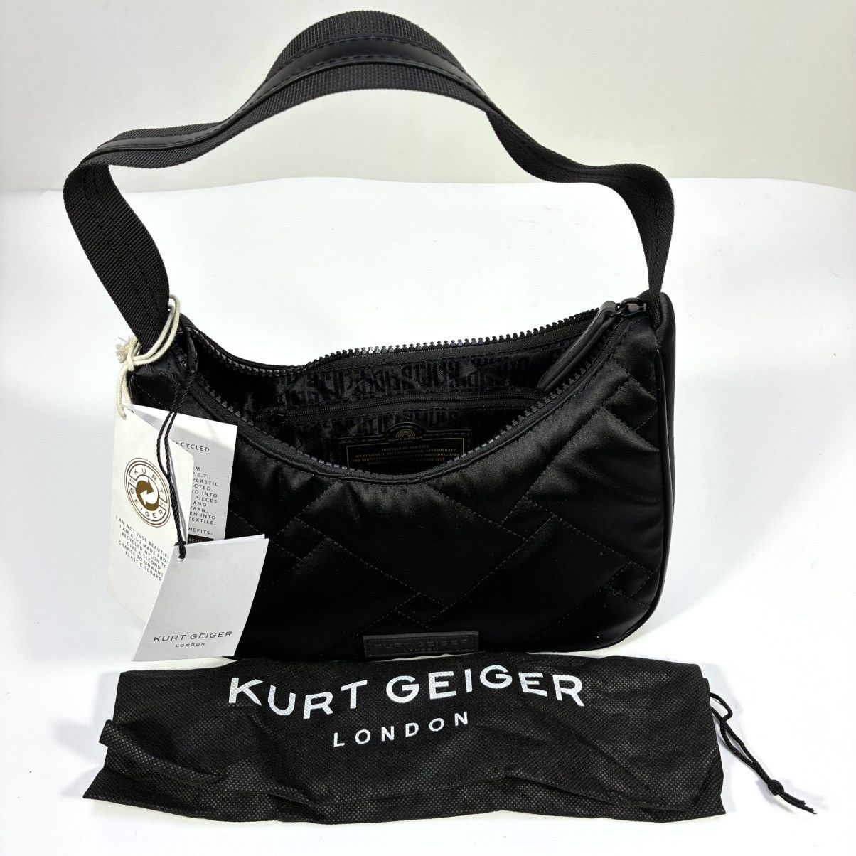 Kurt Geiger Kurt Geiger London Recycled Quilted Shoulder Hobo Bag Black Size ONE SIZE - 12 Thumbnail