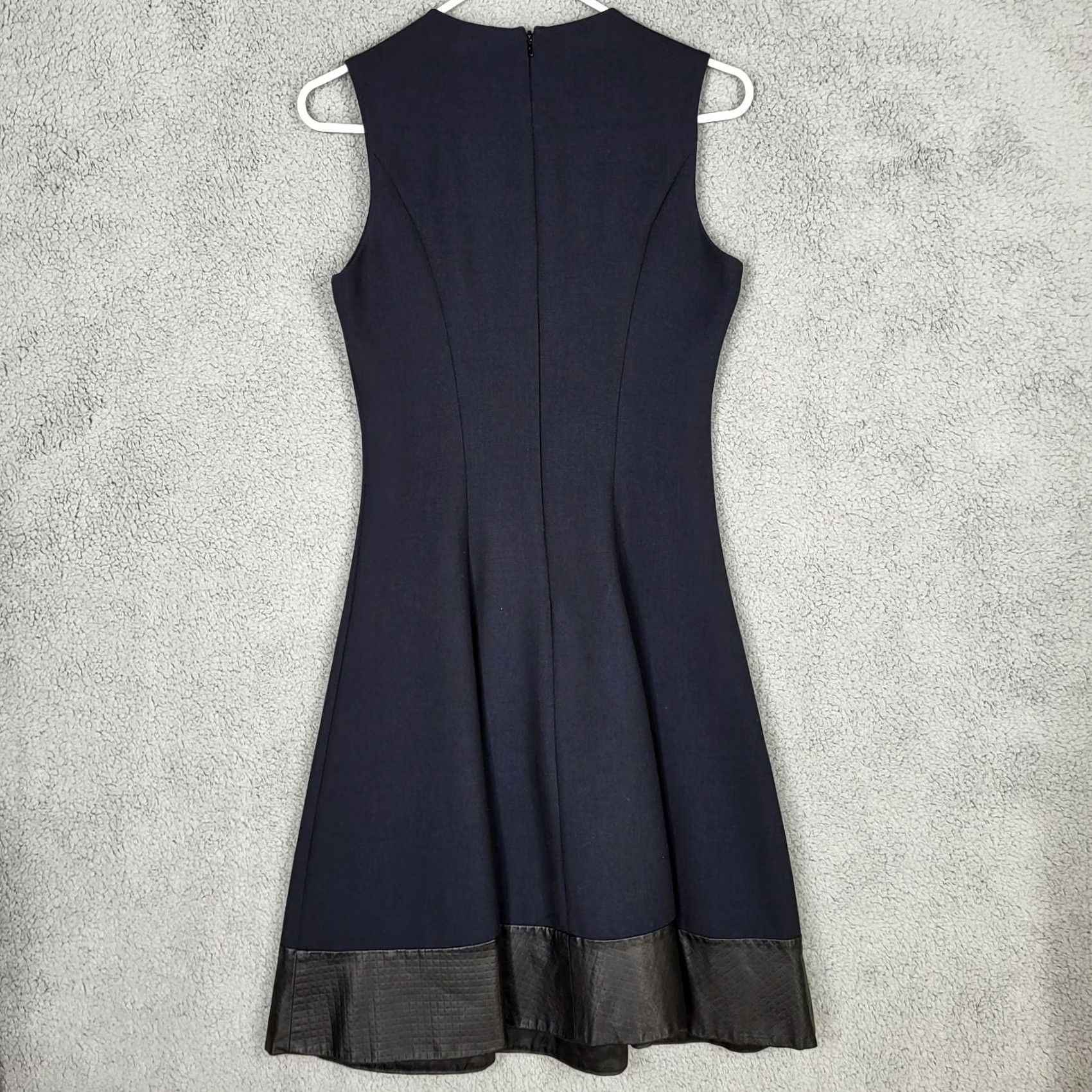 L'AGENCE L'Agence Dress Sleeveless Round Neck Zip Knee Length Black Embossed Leather Trim Ponte Knit Sz 4 Regular Womens Fashion Size S / US 4 / IT 40 - 4 Thumbnail