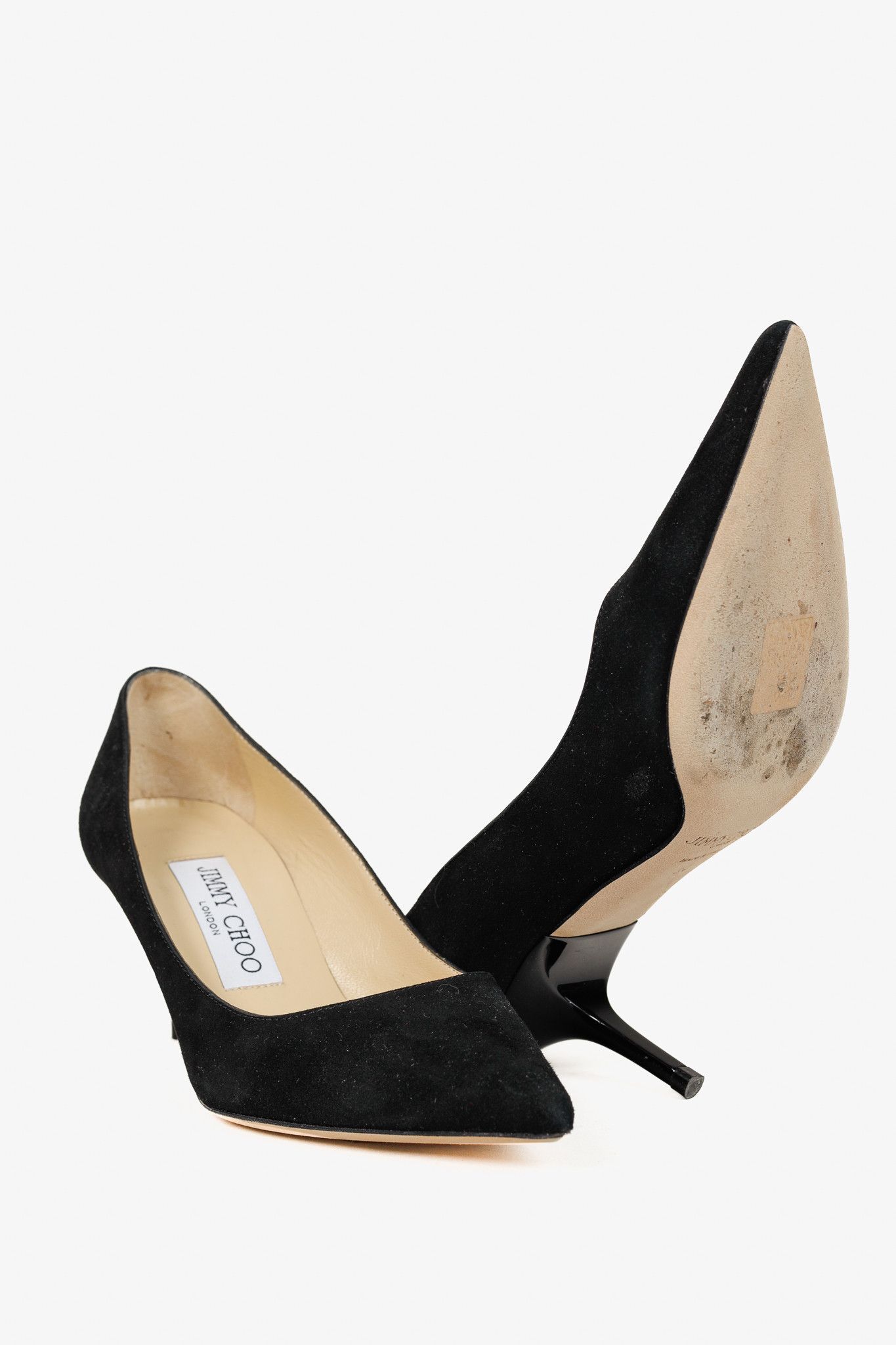 Jimmy Choo Jimmy Choo Aurora 60 Black Suede Pointed-Toe Heels Size US 4 / IT 34 - 4 Thumbnail