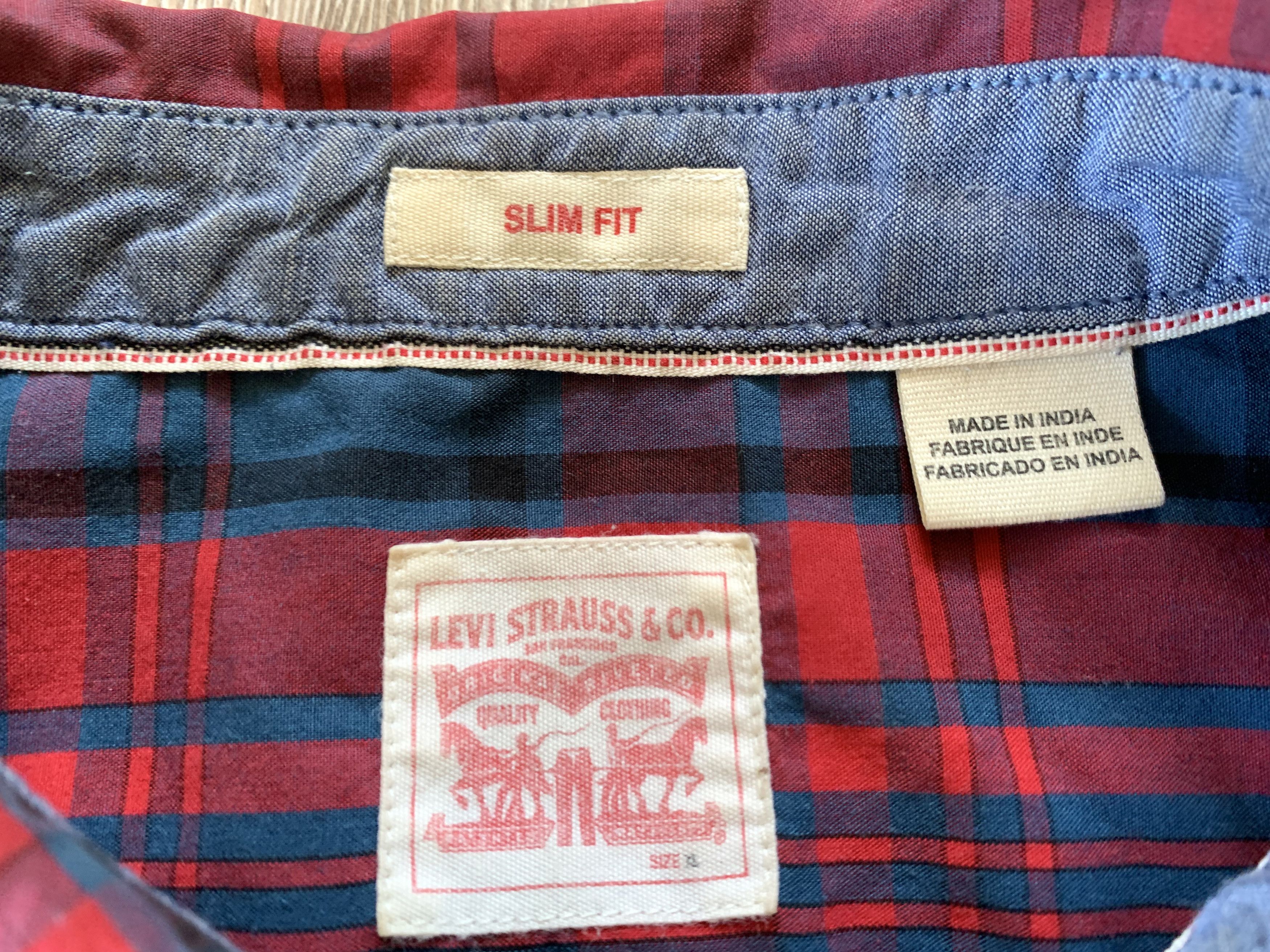 Levi's Levi's Slim Fit Short Sleeve Plaid Shirt Size US XL / EU 56 / 4 - 5 Thumbnail