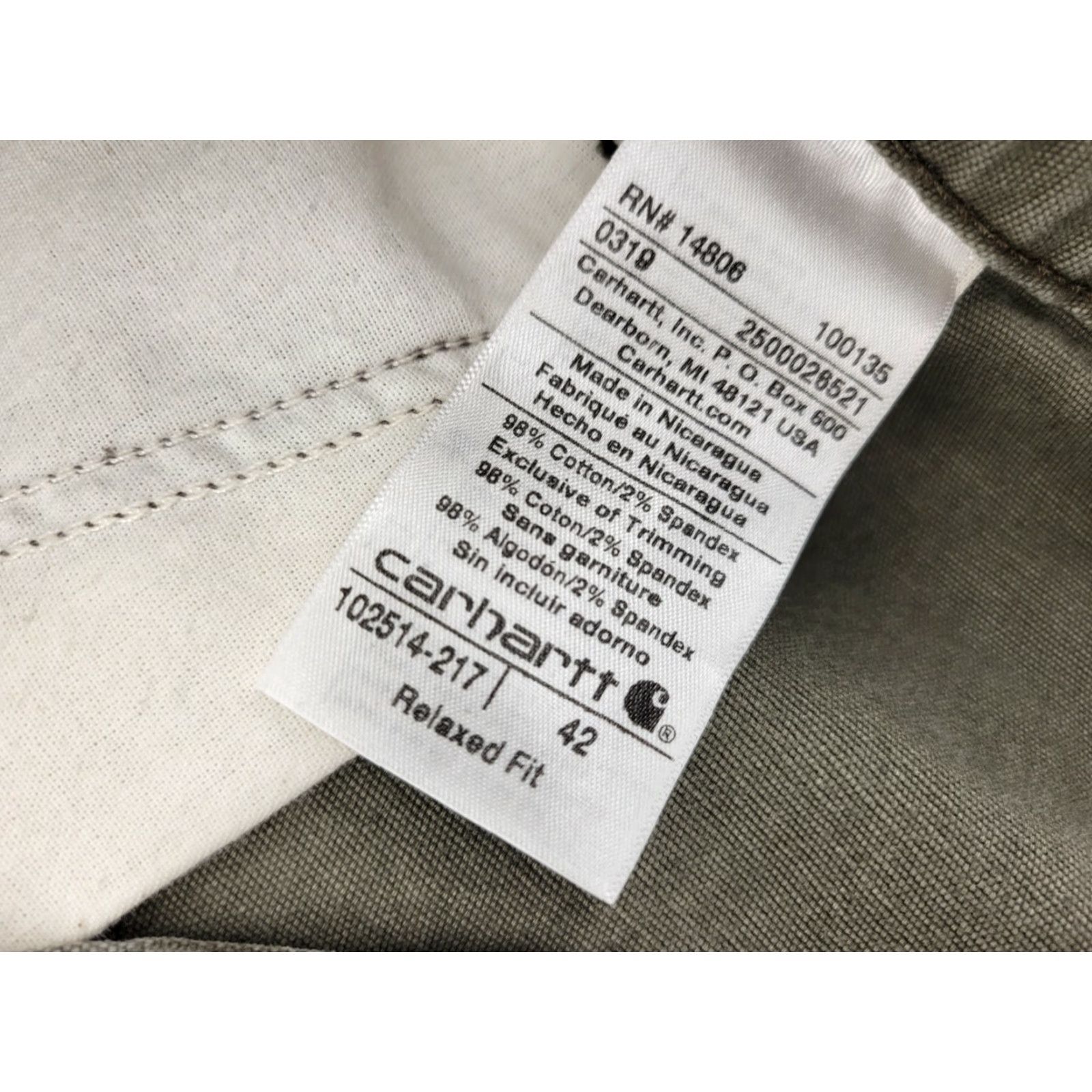 Carhartt VINTAGE Carhartt Relaxed Fit Canvas Shorts 42 Cargo Workwear Mens Green 21" Flat Across 9.5" Inseam 13" Leg Opening Cotton Canvas 102514-217 Size US 42 / EU 58 - 3 Thumbnail