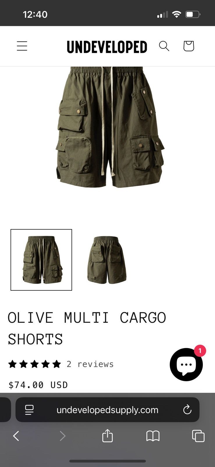 Other Olive Multi Cargo Shorts (Size medium) Size US 32 / EU 48 - 3 Thumbnail