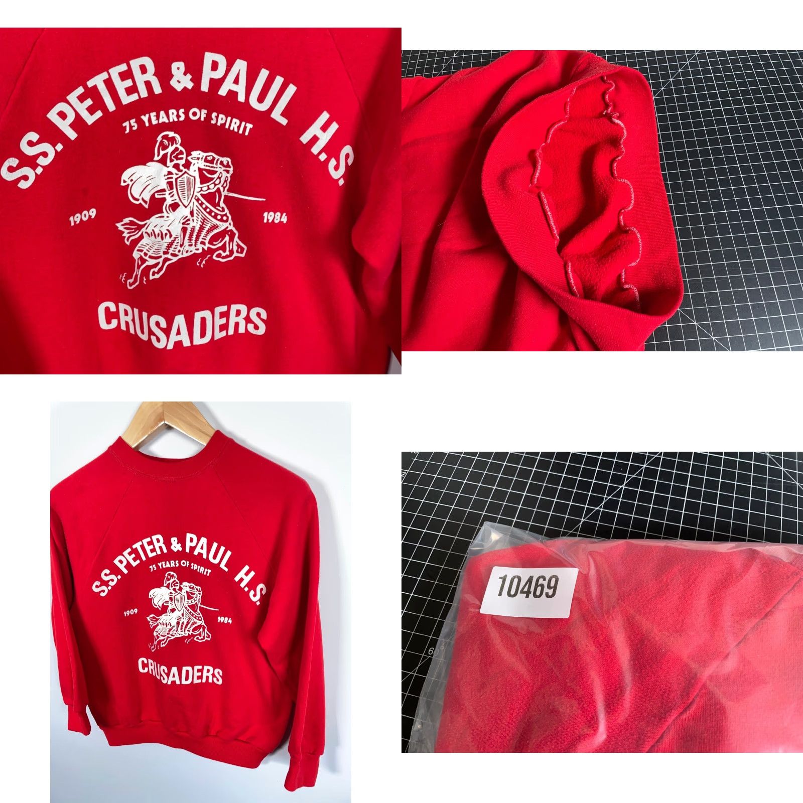 Vintage VINTAGE Sportswear Sweatshirt Shirt Adult Small Red 1984 80s 70s City School Graphic Print Raglan Front Size US S / EU 44-46 / 1 - 8 Thumbnail