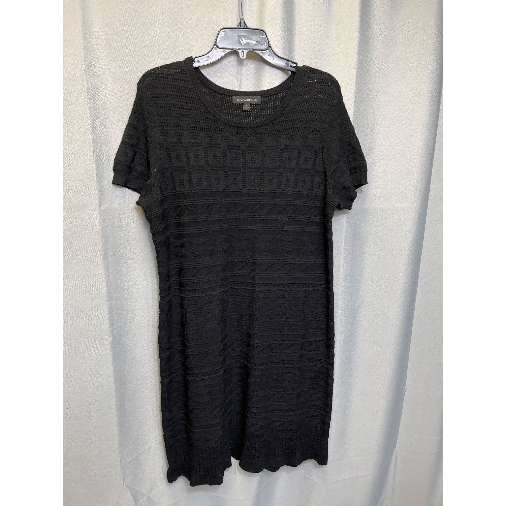 Banana Republic Banana Republic SKU 7650 Black Short Sleeve Knit Dress Size Size L / US 10 / IT 46 - 1 Thumbnail