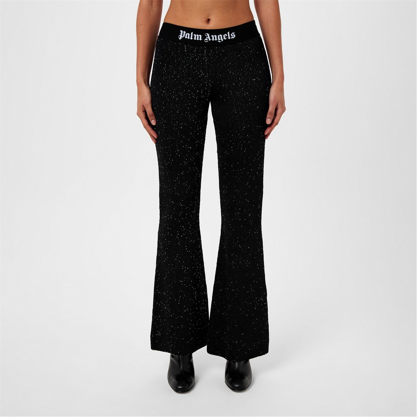 Palm Angels o1g2r1mq0325 Soireé Flared Pant in Black & White Size 27" / US 4 / IT 40 - 2 Thumbnail