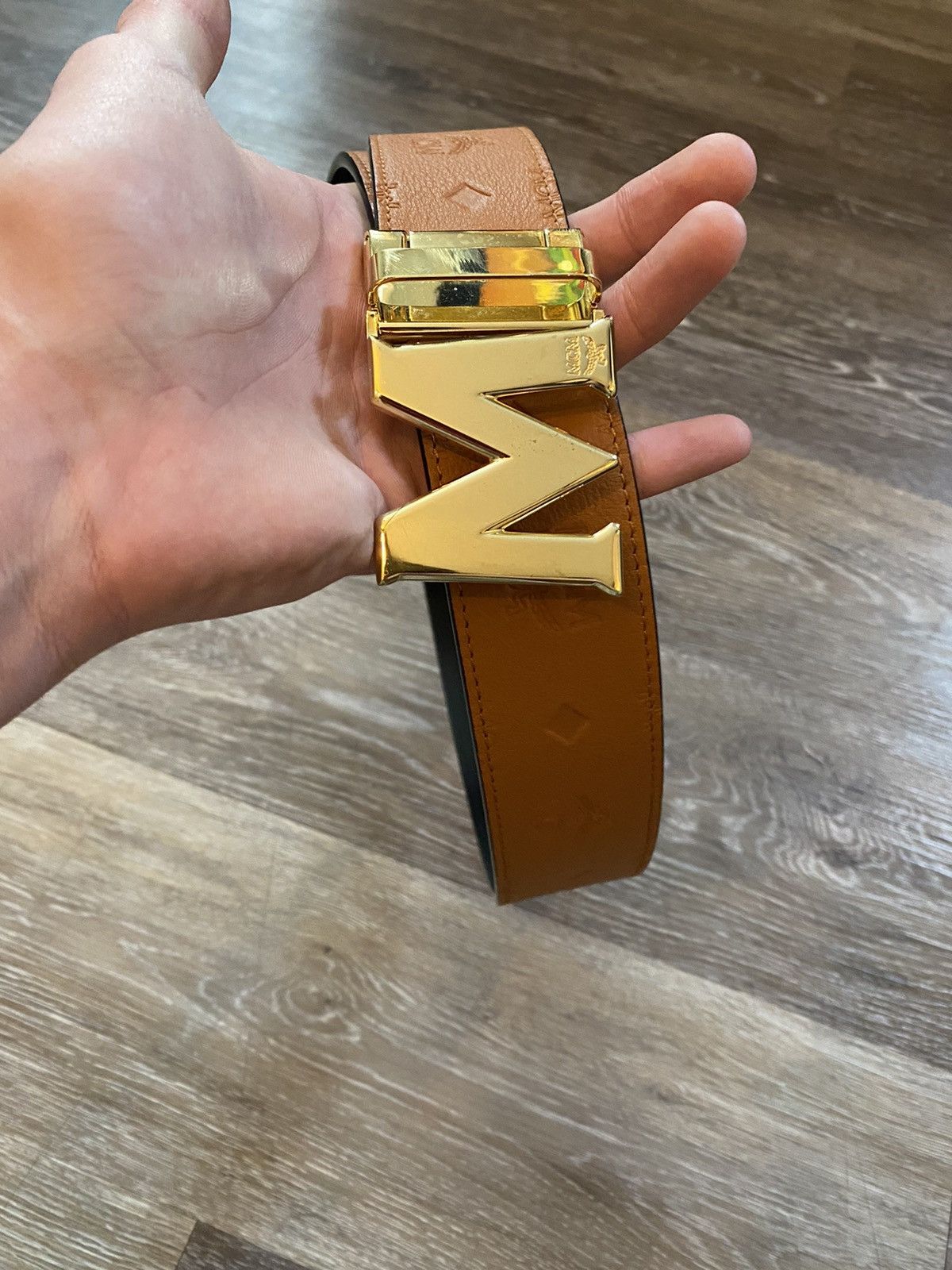 MCM MCM Ghost Engraving Cognac Gold Buckle SS23 Size 34 - 4 Thumbnail