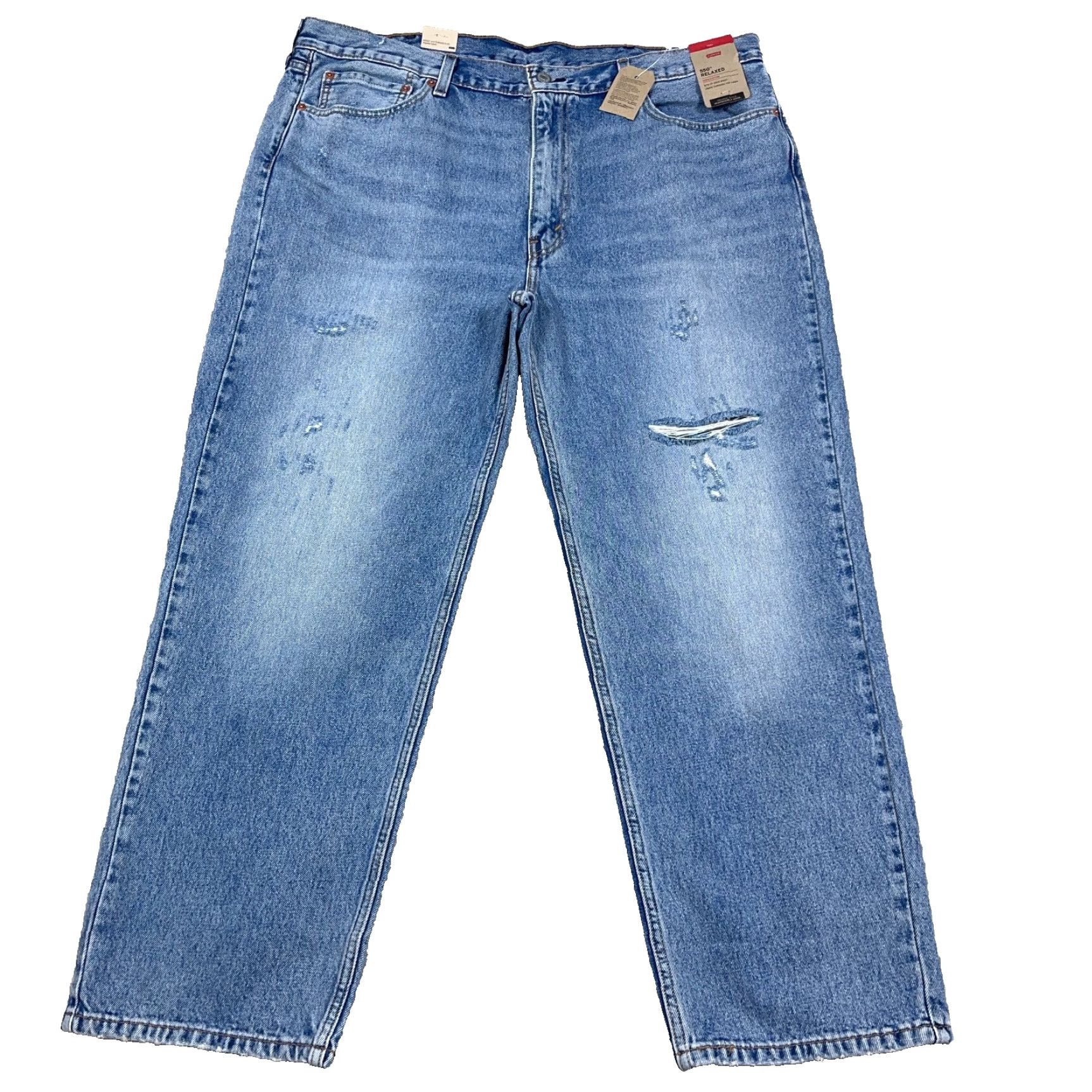 Levi's Levi's 550 Jeans Men 42x30 Relaxed Fit Distressed Blue Cotton Denim Medium Wash 5-Pocket Regular Inseam 30in Size US 42 / EU 58 - 2 Thumbnail