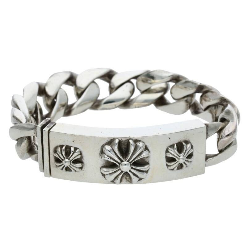image of Chrome Hearts Triple Plus Id Bracelet in Silver, Men's