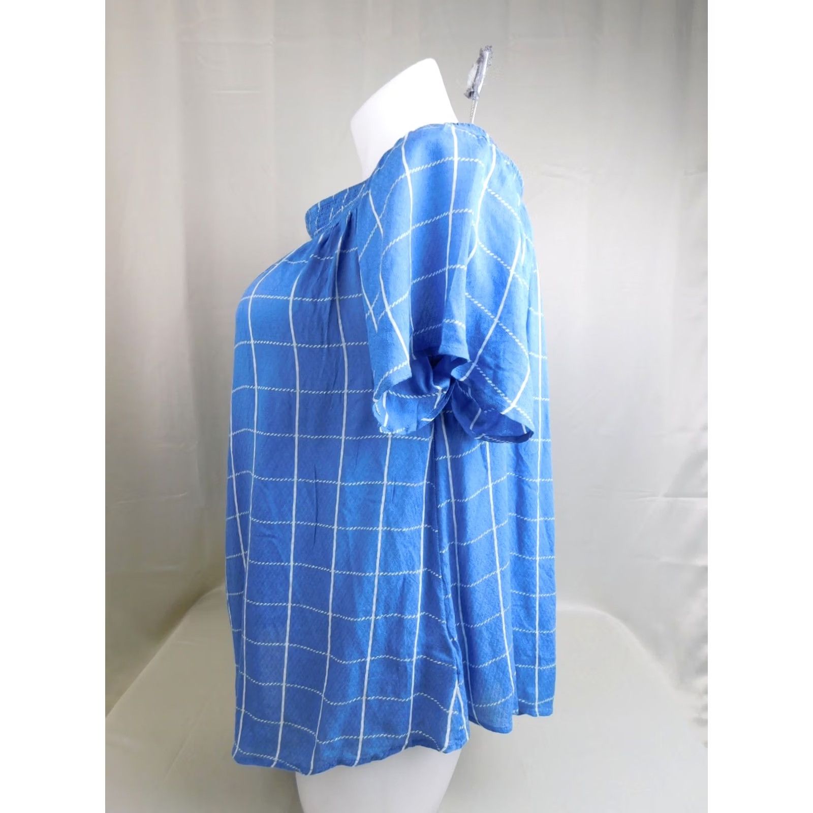 Vintage Style & co. Plus Size Poolside Checkered Off-The-Shoulder Top 3X Blue Blouse Womens Size XXL / US 16-18 / IT 52-54 - 3 Thumbnail