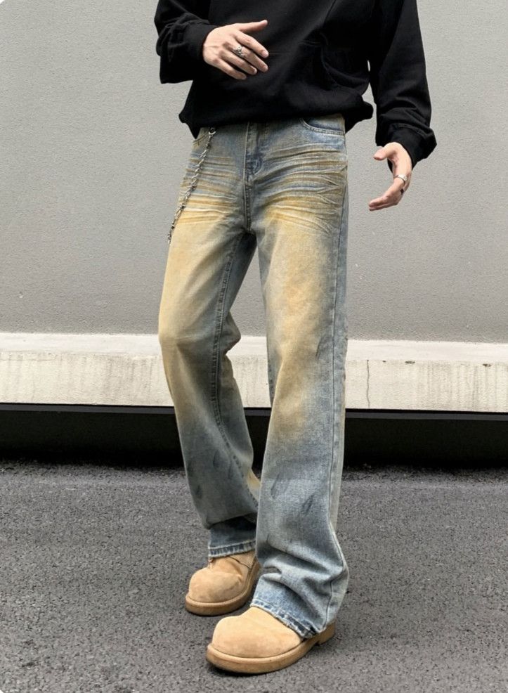 Vintage Wash Stylish Straight Jeans