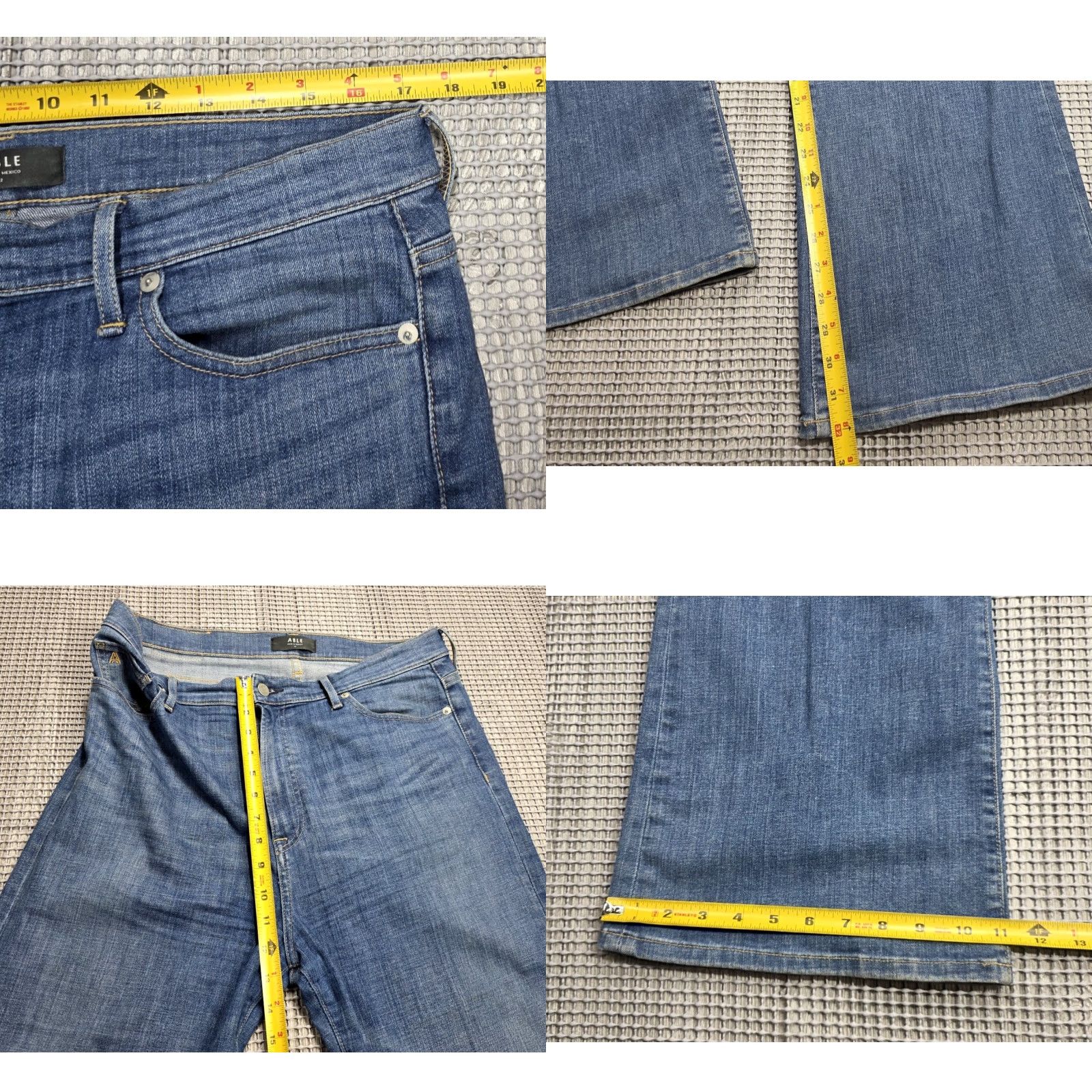 Vintage ABLE Blue Wide-Leg Jeans 34x32 Denim Women's 32 Medium Wash High Rise Jeans Size 24" / US 00 / IT 34 - 9 Thumbnail