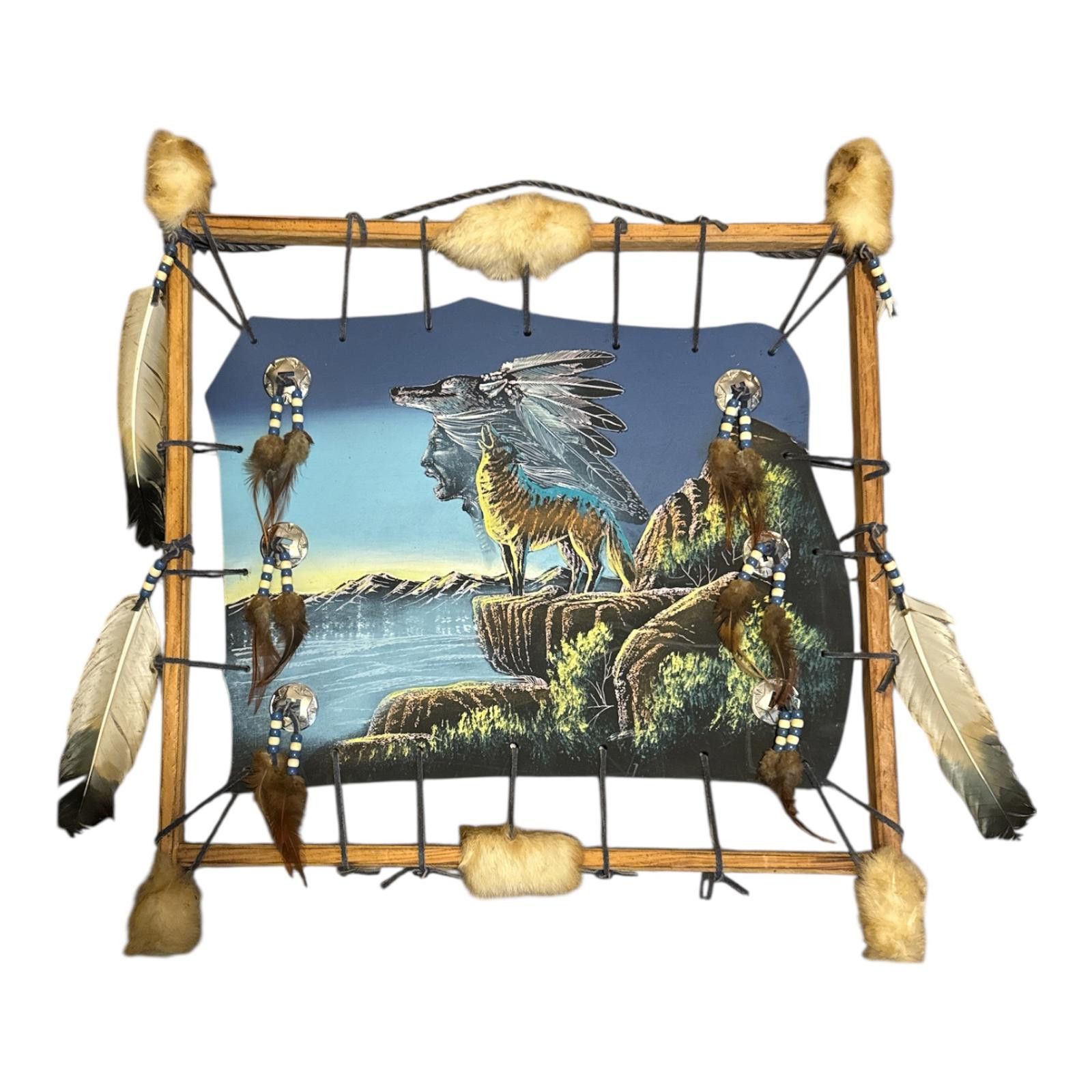 Unknown London Native American Style Decorative Wall Hanging with Wolf 20" Size ONE SIZE - 2 Thumbnail