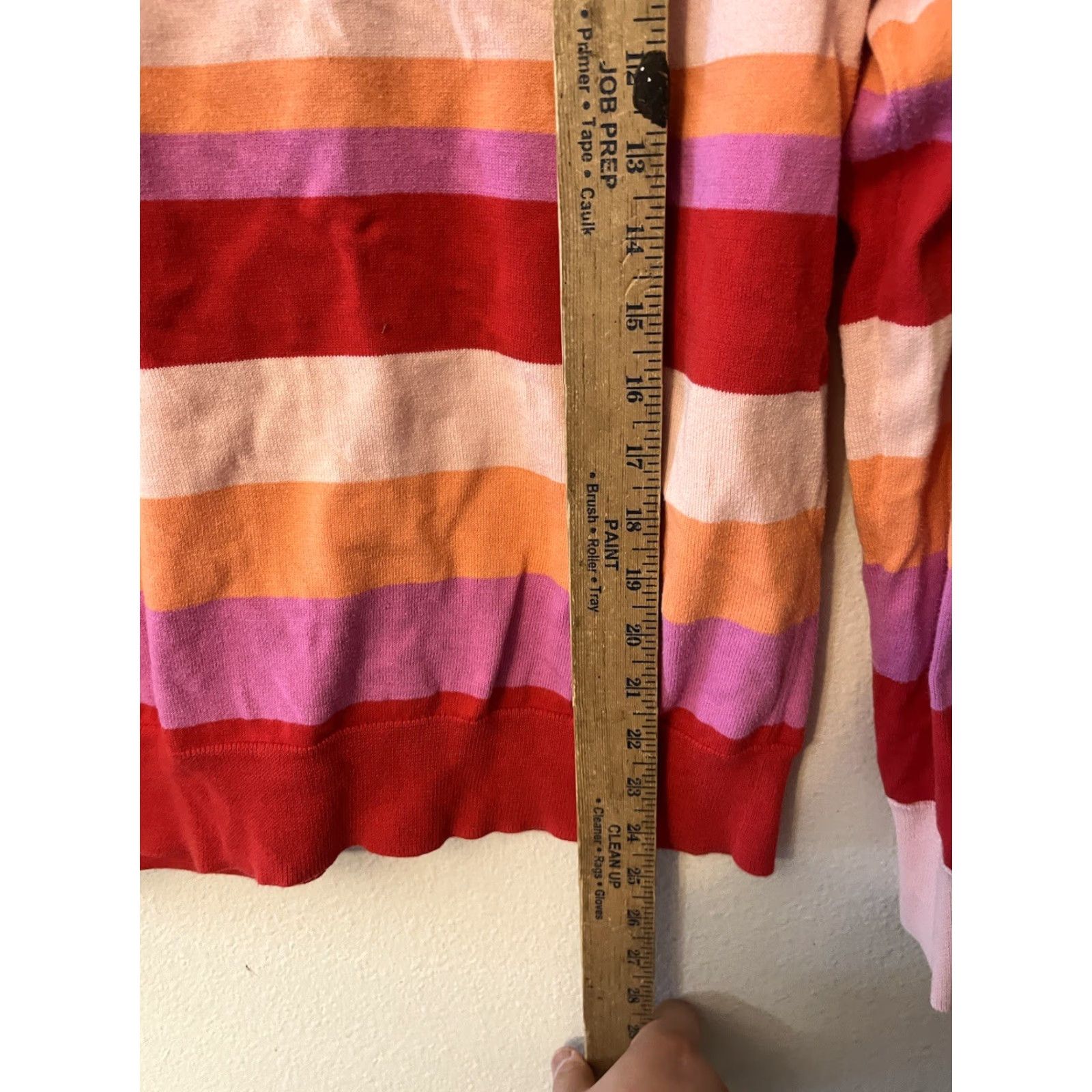 Lands' End Vintage Lands' End Womens Red Striped Crew Neck Cardigan Sweater Small Knit Leisure Size S / US 4 / IT 40 - 4 Thumbnail