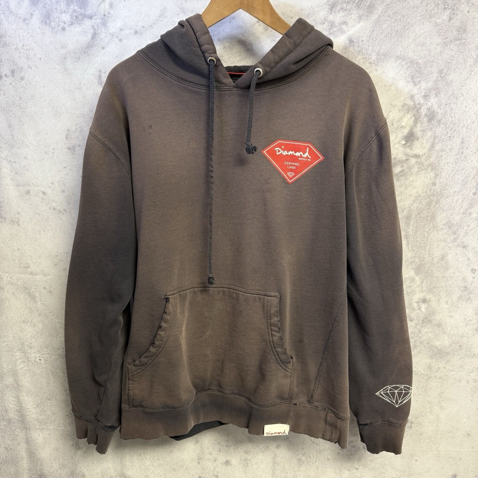 Diamond Supply Co. Vintage Diamond Supply Co Hoodie Mens Large Faded Black Skat Size US L / EU 52-54 / 3 - 1 Thumbnail
