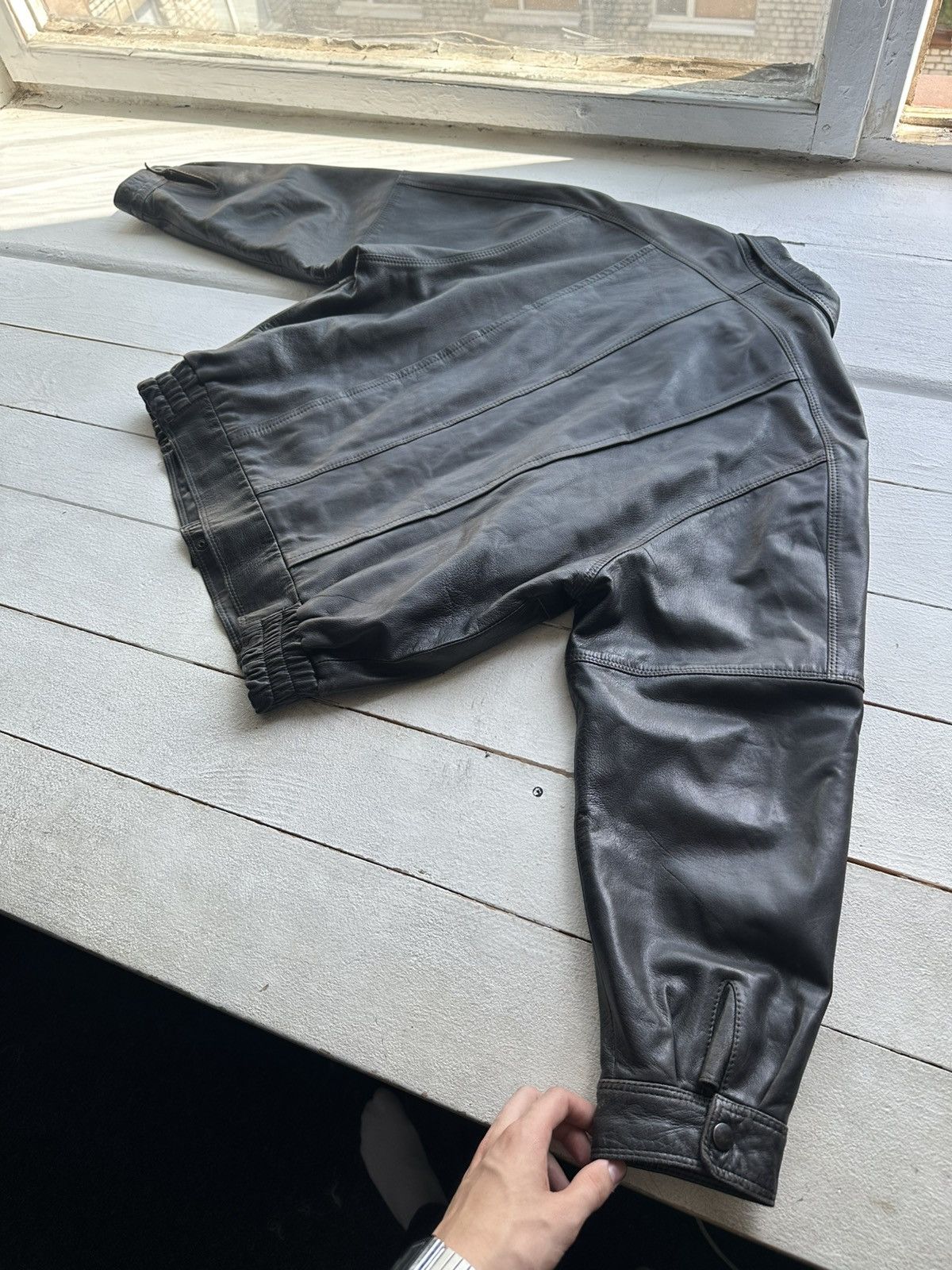Other 🚨VNTG LEATHER JACKET AVANT GARDE ASYMMETRICAL BROWN MOTO Size US L / EU 52-54 / 3 - 6 Thumbnail