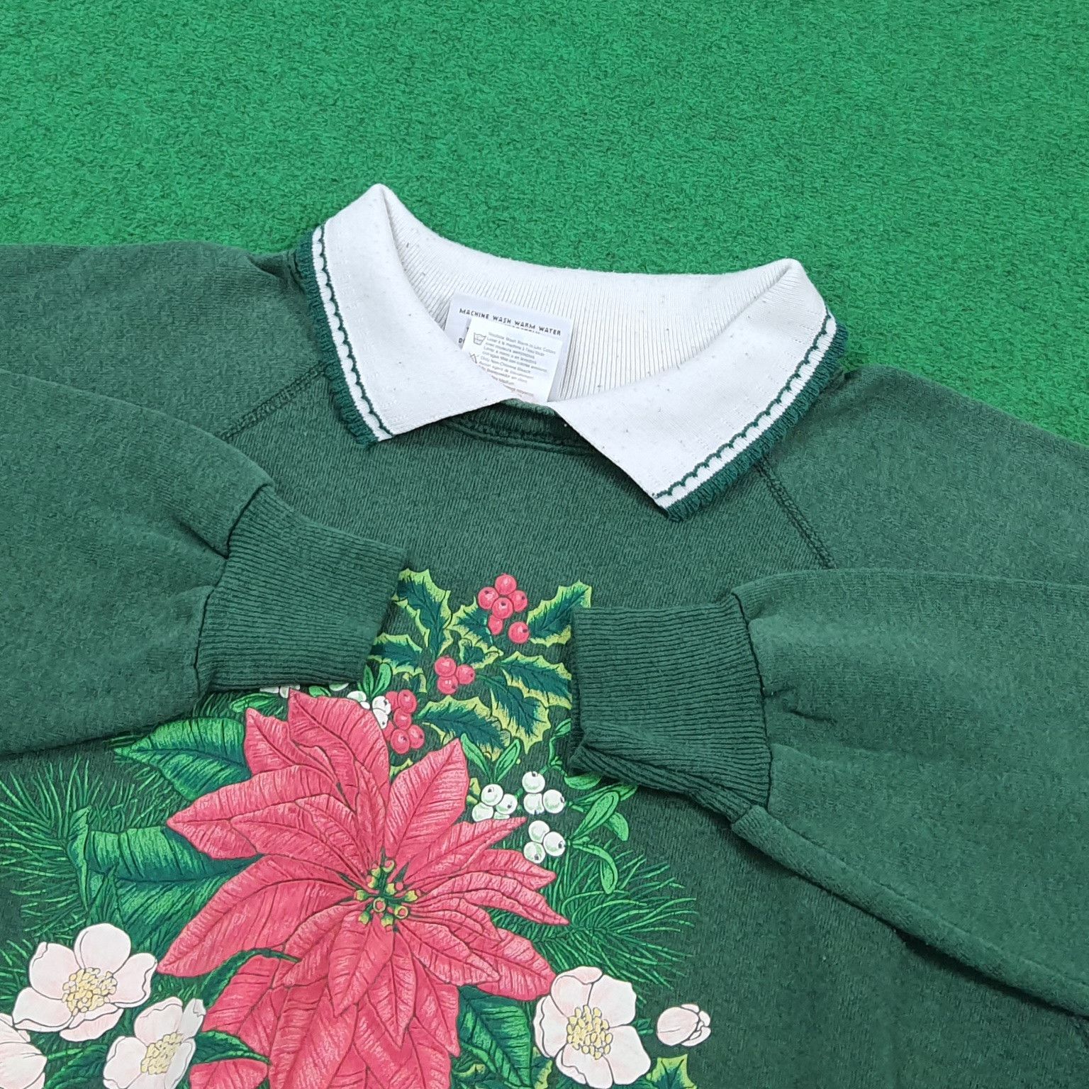 Hanes Vintage 90s Christmas Poinsettia Flower Crewneck E1A3 Size US M / EU 48-50 / 2 - 4 Thumbnail