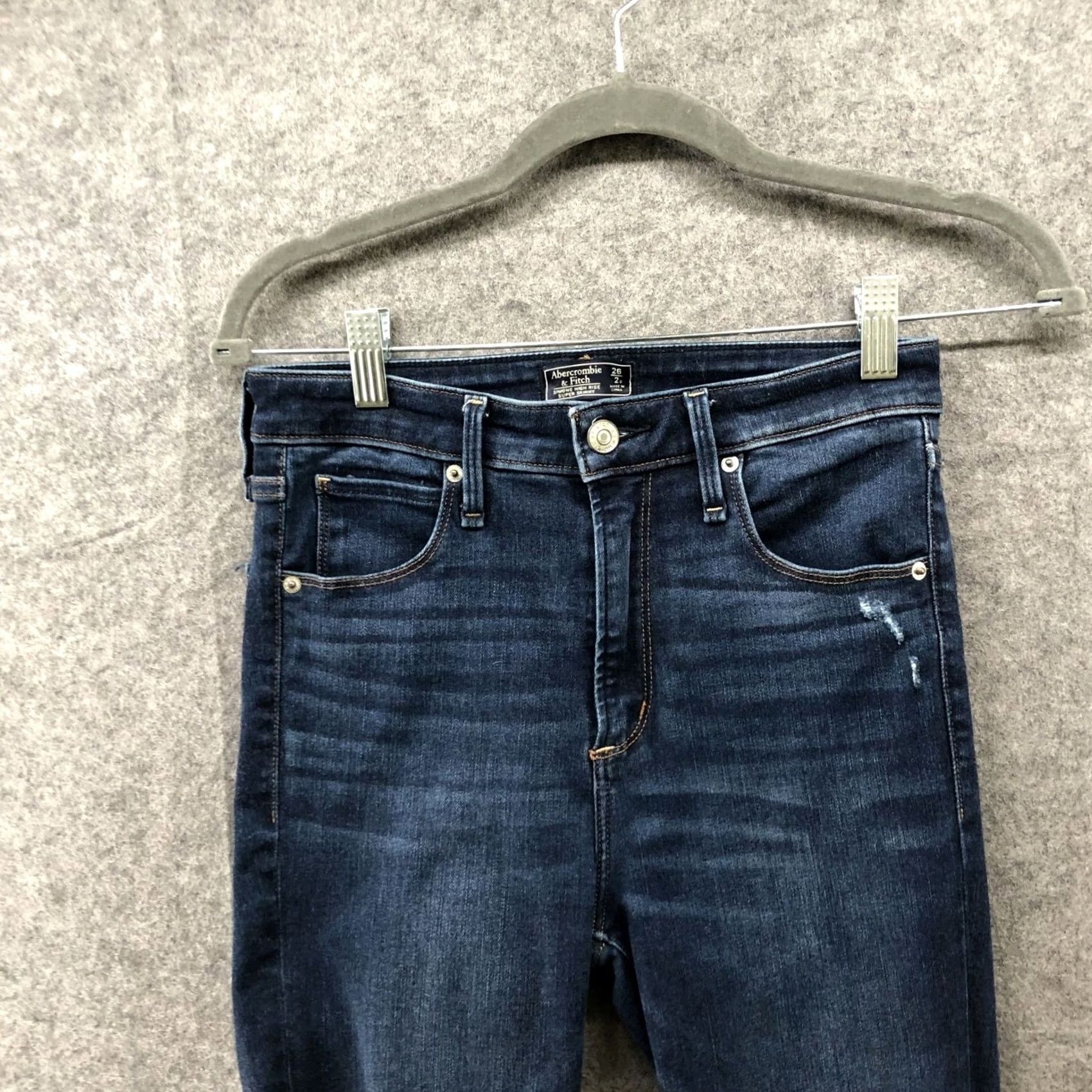 Abercrombie & Fitch Abercrombie & Fitch Simone High Rise Super Skinny Jeans Size 26 2P Distressed Blue Womens Size 26" / US 2 / IT 38 - 3 Thumbnail