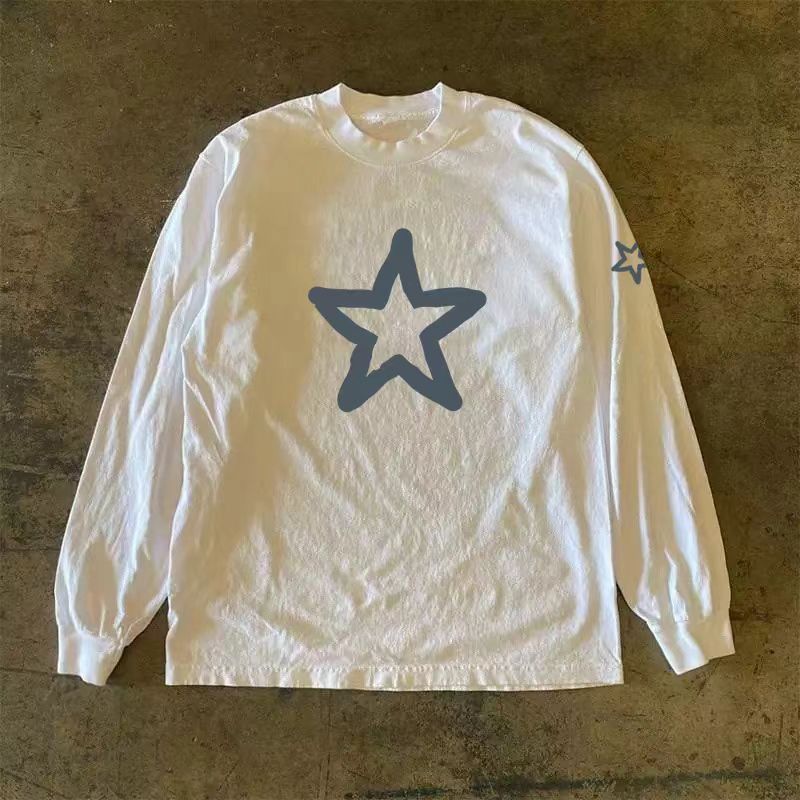 Japanese Brand × Vintage White street trend star print long sleeve t-shirt Size US M / EU 48-50 / 2 - 1 Thumbnail