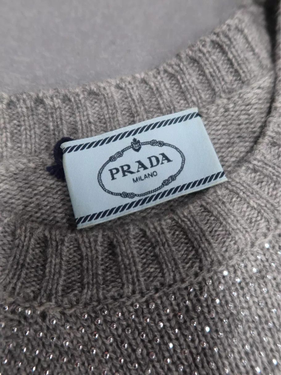 Prada PRADA SS22 Solid Crew Loose Short Knit Sweater Women Gray 36 Size XS / US 0-2 / IT 36-38 - 3 Thumbnail