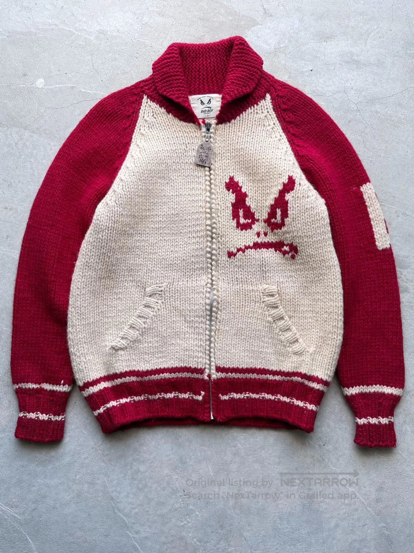Vintage Vintage 90s BadBoy Wool Cardigan. Size US L / EU 52-54 / 3 - 1 Thumbnail