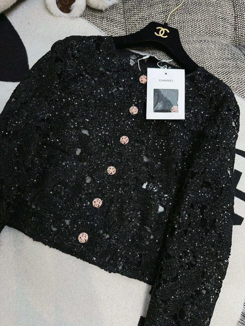Chanel Chanel 24S Black Lace Embroidered Jacket Size M / US 6-8 / IT 42-44 - 3 Thumbnail